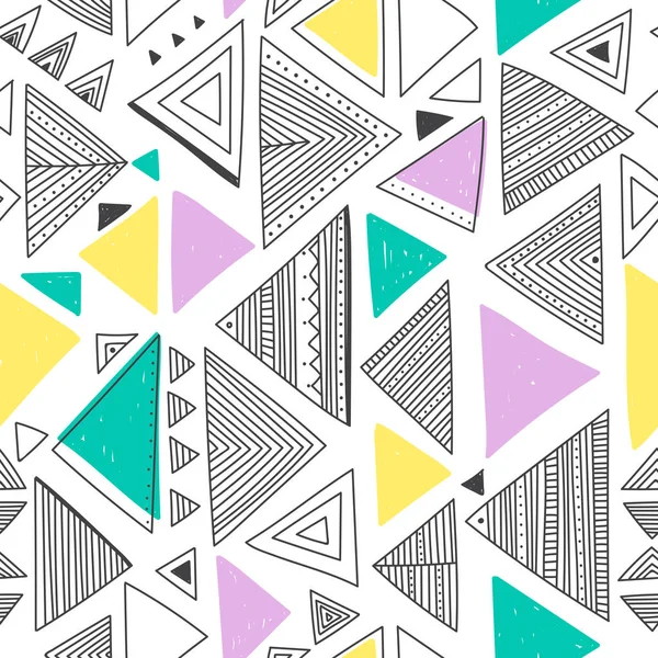 Modèle sans couture vectoriel avec triangles boho tribaux ethniques — Image vectorielle