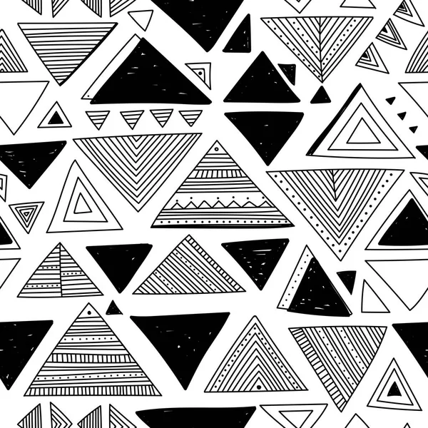 Patrón sin costura vectorial con triángulos tribales étnicos boho — Vector de stock