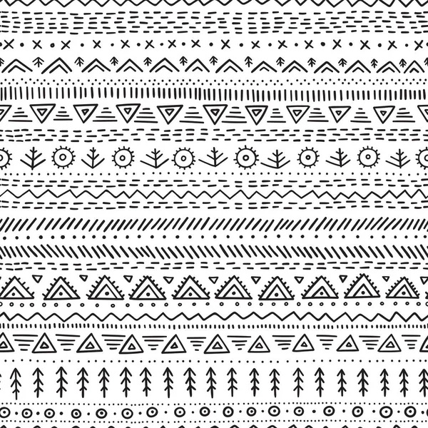 De naadloze patroon vector met etnische tribal handgetekende trendy orn — Stockvector