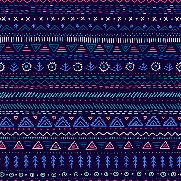 Modèle vectoriel sans couture avec ethnique tribal dessiné à la main à la mode — Image vectorielle