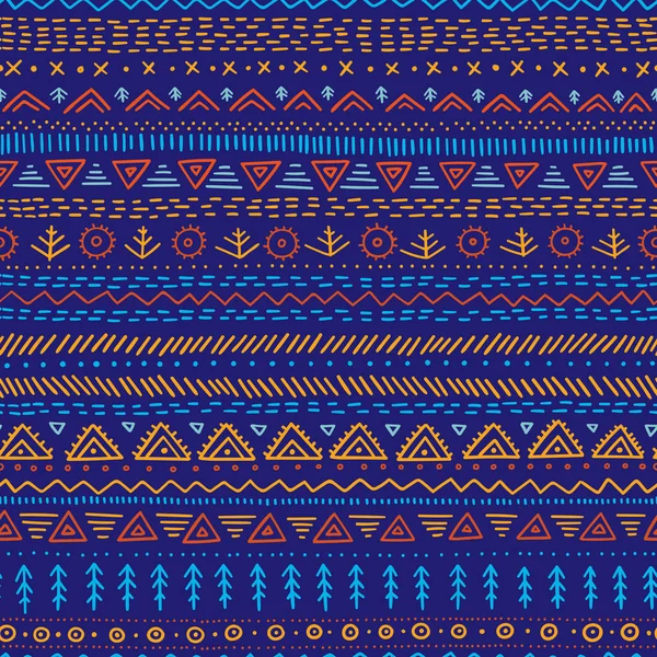 Vektor nahtlose Muster mit ethnischen Stammes handgezeichneten trendigen orn — Stockvektor