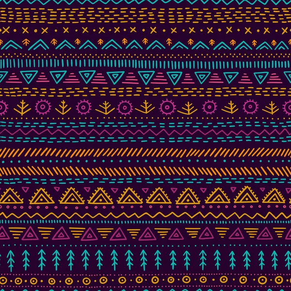 Modèle vectoriel sans couture avec ethnique tribal dessiné à la main à la mode — Image vectorielle