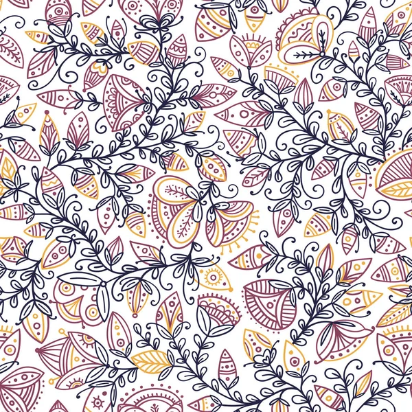 Motif floral vectoriel sans couture dans le style tribal d'ornement boho — Image vectorielle