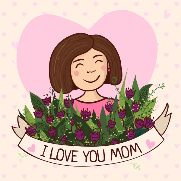 Carte de voeux pour maman avec amour — Image vectorielle
