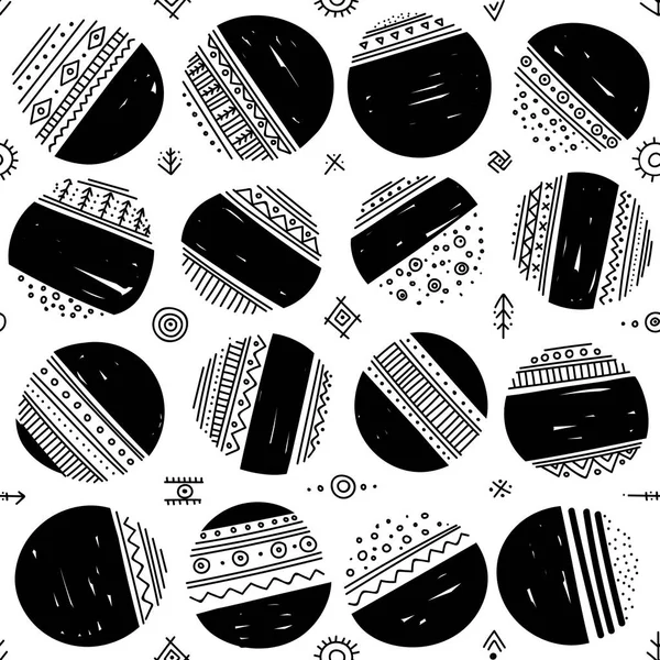 Vector seamless pattern with ethnic tribal boho circles Vector Graphics