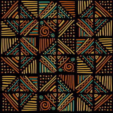 Afrika çakışma vektörü, etnik kabile tarzında kusursuz bir model. Yazdırılabilir ve ambalaj kağıdı, duvar kağıdı, tekstil, kumaş, giysi vs. olarak kullanılabilir.