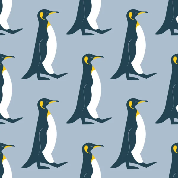 Marche Roi Pingouin Motif Sans Couture Peut Être Imprimé Utilisé — Image vectorielle