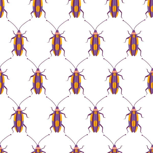 Colorful Beetle Vector Seamless Pattern Can Printed Used Wrapping Paper — Stock Vector
