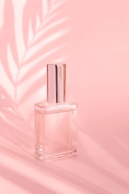 Parfüm şişesi renk minimalist arka planda taklit edilir.