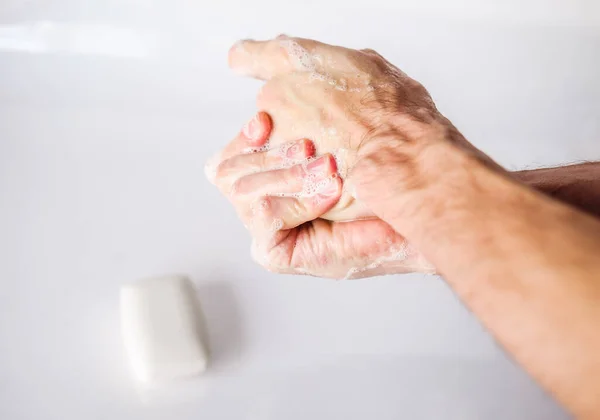 Higiene Das Mãos Lavagem Das Mãos Com Sabão Proteção Antibacteriana — Fotografia de Stock