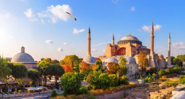 Istanbul panorama, view on the Hagia Sophia museum complex clipart