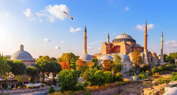 Panorama de Istambul, vista para o complexo museológico de Hagia Sophia — Fotografia de Stock