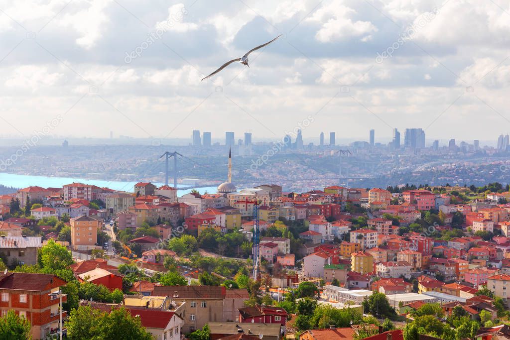 Asian side of Istanbul and the skyscrappers in the background, T