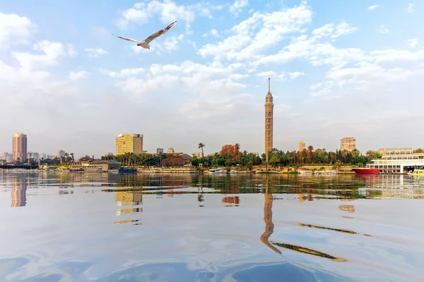 Kahire 'deki Nil, Mısır' daki TV Kulesi manzarası — Stok fotoğraf