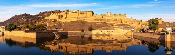 Bernstein Fort Vollbild Panorama Jaipur Rajasthan Indien — Stockfoto