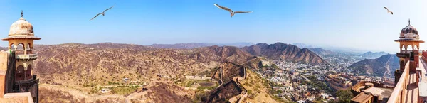 Vista Sobre Jaipur Cordilheira Aravalli Índia Panorama — Fotografia de Stock