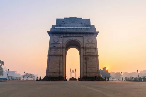 Zonsopgang Dehli Zicht India Gate — Stockfoto