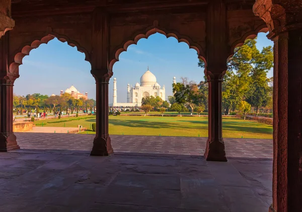 Taj Mahal Travers Arche Grande Porte Inde — Photo