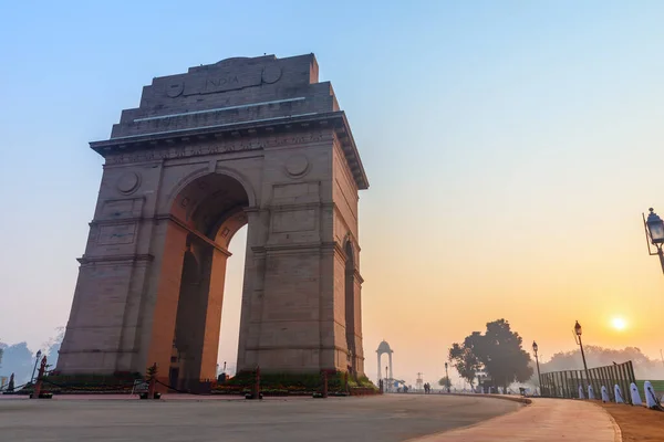 Monumento Puerta India Nueva Delhi Amanecer —  Fotos de Stock