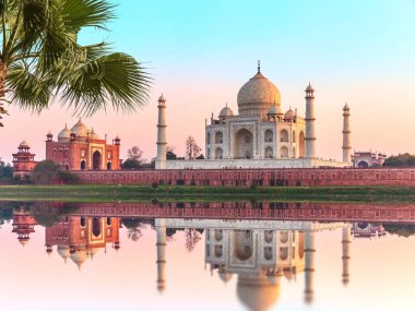 Tac Mahal Hindistan, Uttar Pradesh, Agra 'da güzel bir manzara..