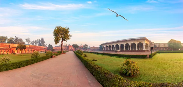 Agra Fort Yard Beautiful Morning Panorama India — 图库照片