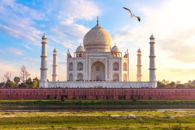 Hindistan, Taj Mahal kompleksi, güzel gün manzarası.