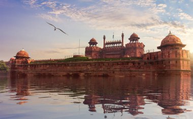 Delhi 'nin Kırmızı Kalesi, hayali manzara, Hindistan.