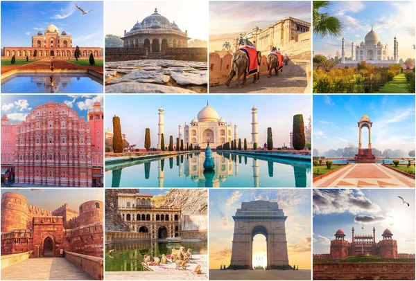 Lugares Famosos Índia Colagem Fotos — Fotografia de Stock