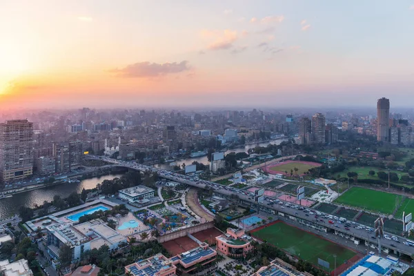 Cairo Centrum Solnedgang Udsigt Nilen Gezira Øen Egypten - Stock-foto