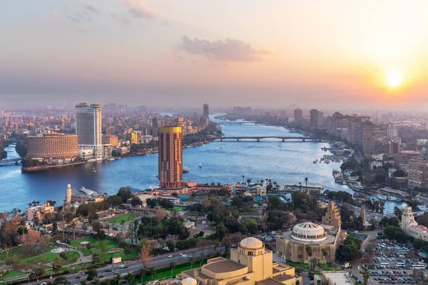 Berömd Kairo centrum panorama, solnedgång utsikt, Egypten — Stockfoto