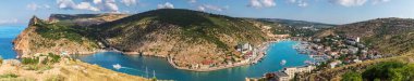 Balaklava Körfezi tam manzara panorama, Kırım, Sivastopol