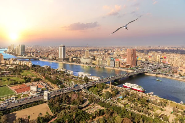 Kairo Und Der Nil Sonnenuntergang Ägypten — Stockfoto