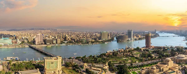 Kairo Egyptens Huvudstad Utsikt Över Solnedgången Centrum — Stockfoto