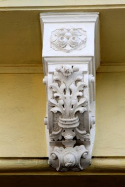 Bir bina ahşap corbel mimari özelliği el oyma