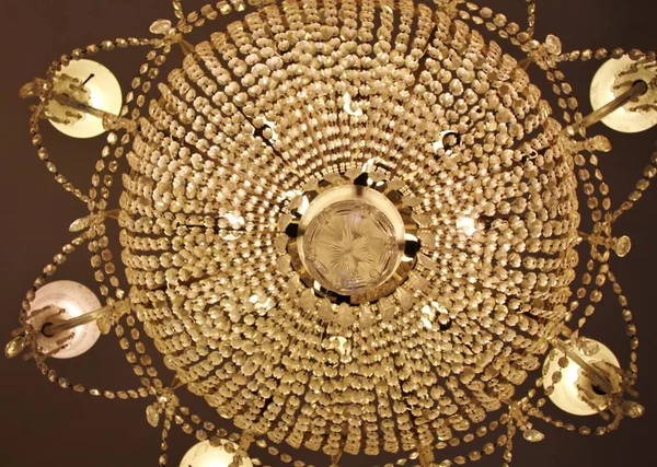 Crystal chandelier seen from below
