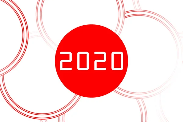 Abstraktní Prapor Červenými Kruhy Bílém Pozadí Textem 2020 Logo Různých — Stockový vektor