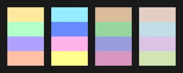 Ensemble Palettes Dans Différentes Couleurs Tons Rétro Pastel — Image vectorielle