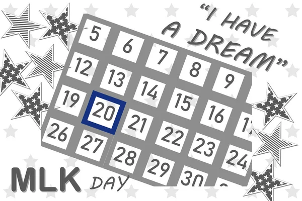 Calendrier Avec Une Fête Dédiée Martin Luther King Day Janvier — Image vectorielle