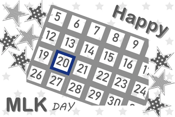 Calendrier Avec Une Fête Dédiée Martin Luther King Day Janvier — Image vectorielle