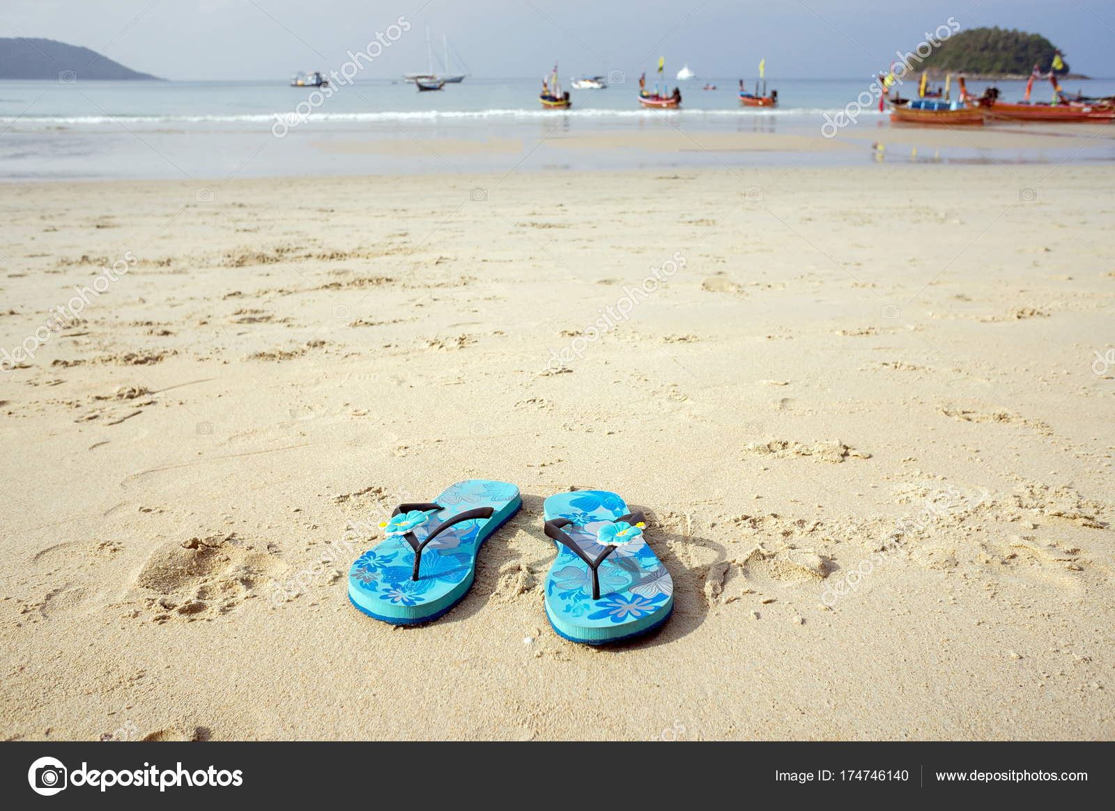 slippers on beach