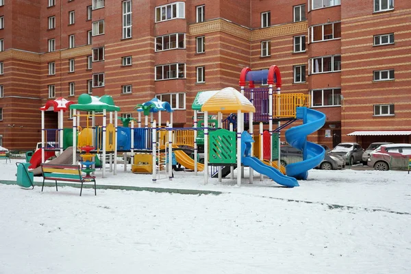 Novosibirsk November 2017 Sitting Area Playground Yard House Novosibirsk Region — Stock Photo, Image