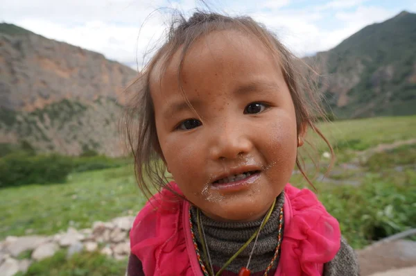 Samar Upper Mutang Nepal August 2014 Portrait Unidentified Little Sick — Stock Photo, Image