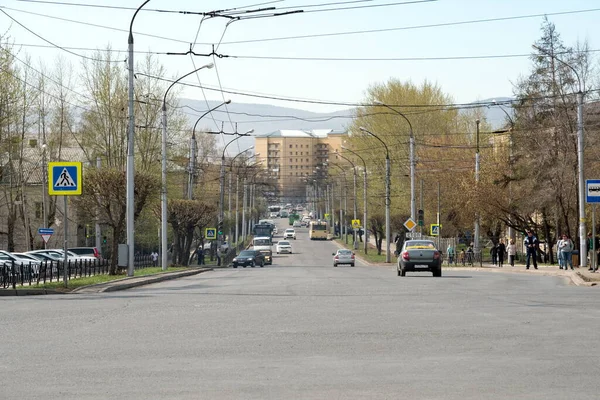 Krasnoyarsk Krasnoyarsk Territory May 2019 Aerovokzalnaya Street Bus Stop City — Stock Photo, Image