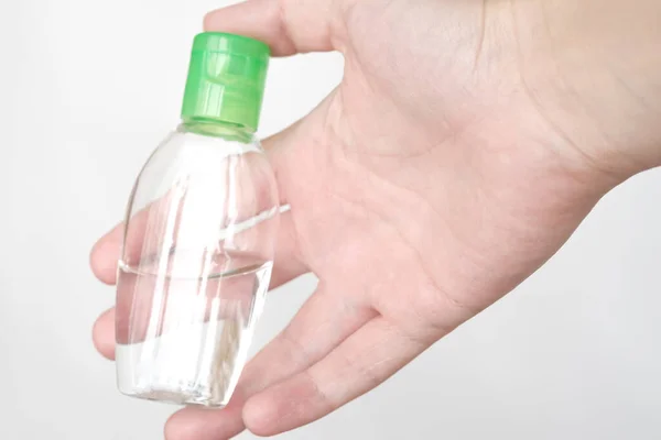 Health Care Concept Antibacterial Sanitizer Gel Woman Hands Hygiene Concept — Stock Photo, Image