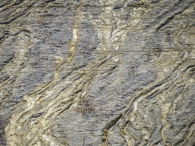 Terk Edilmiş Rummu Taş Ocağı, Estonya. Beyaz kum ve taşlardan oluşan bir dağ. Kireçtaşı ocağının erozyonu. Sandy tepesi.