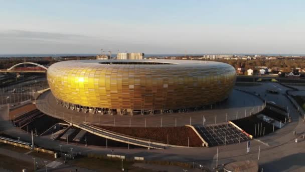 Yukarıdan Gdansk Futbol Stadyumu — Stok video