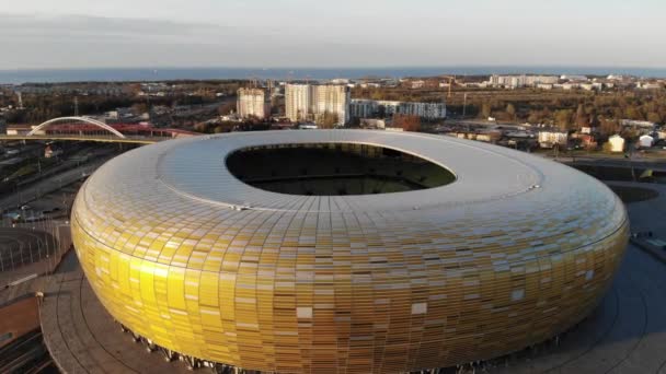 Gdansk Fotbollsstadion Från Ovan — Stockvideo