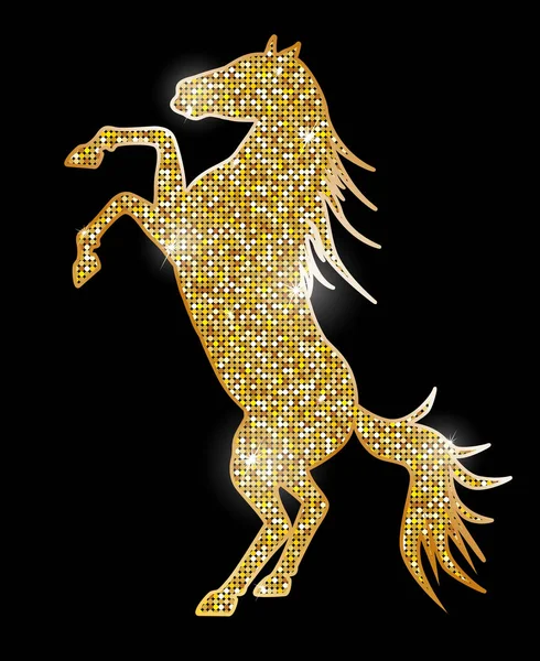 Silhueta de um cavalo com efeito de brilho dourado —  Vetores de Stock