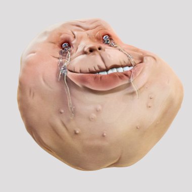 Sonsuza kadar yalnız öfke yüz. Internet meme 3d çizim