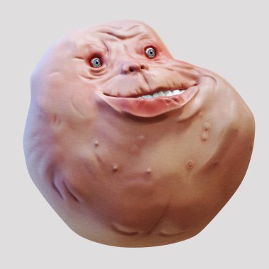 Sonsuza kadar yalnız öfke yüz. Internet meme 3d çizim